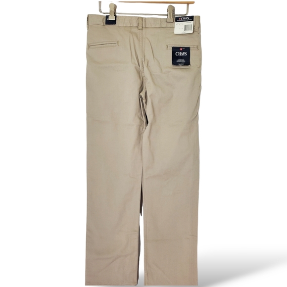 🆕✨Chaps Boys Approved Schoolwear Flat Front Stretch Adjustable Waist Khaki 18Rg - Picture 6 of 9